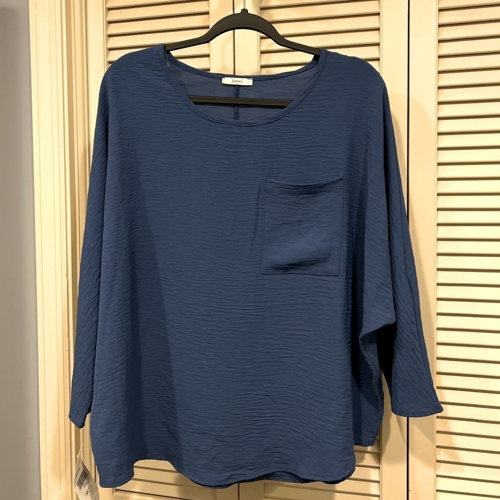 JODIFL Women's Blue Blouse with Front Pocket - Size Small
